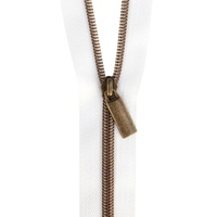 Zippers By The Yard White Tape Antique Gold  #5
