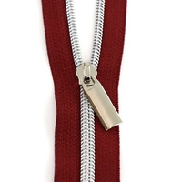 Zippers By The Yard Burgundy Tape Nickel  #5