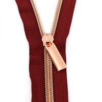 Sallie Tomato - Zippers By The Yard Burgundy Tape-Rose Gold Teeth #5