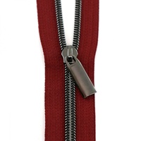 Zippers By The Yard Burgundy Tape Gunmetal   #5