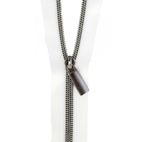 Zippers By The Yard White Tape Gunmetal  #5