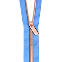 Sallie Tomato - Zippers By The Yard Blue Jean Tape Rose Gold Teeth #5