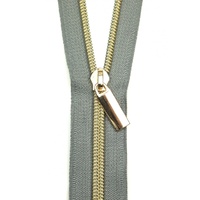 Zippers By The Yard Grey Tape Gold  #5