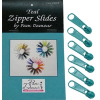 Large Tab Zipper Slides-6 pack- Teal