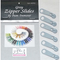 Large Tab Zipper Slides-6 pack- Grey