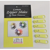 Pam Damour - 6 Large Tab Zipper Slides Lemon