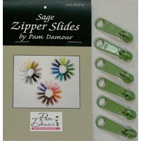 Large Tab Zipper Slides-6 pack- Sage