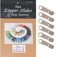 Large Tab Zipper Slides-6 pack -Tan