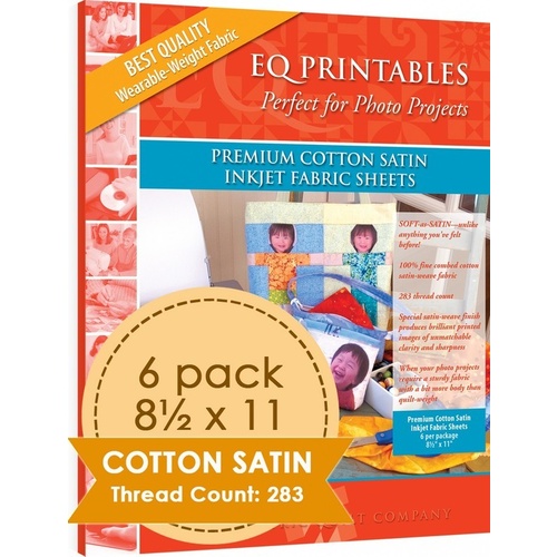 Printables Premium Cotton Satin Inkjet Fabric Sheets 283 Thread Count